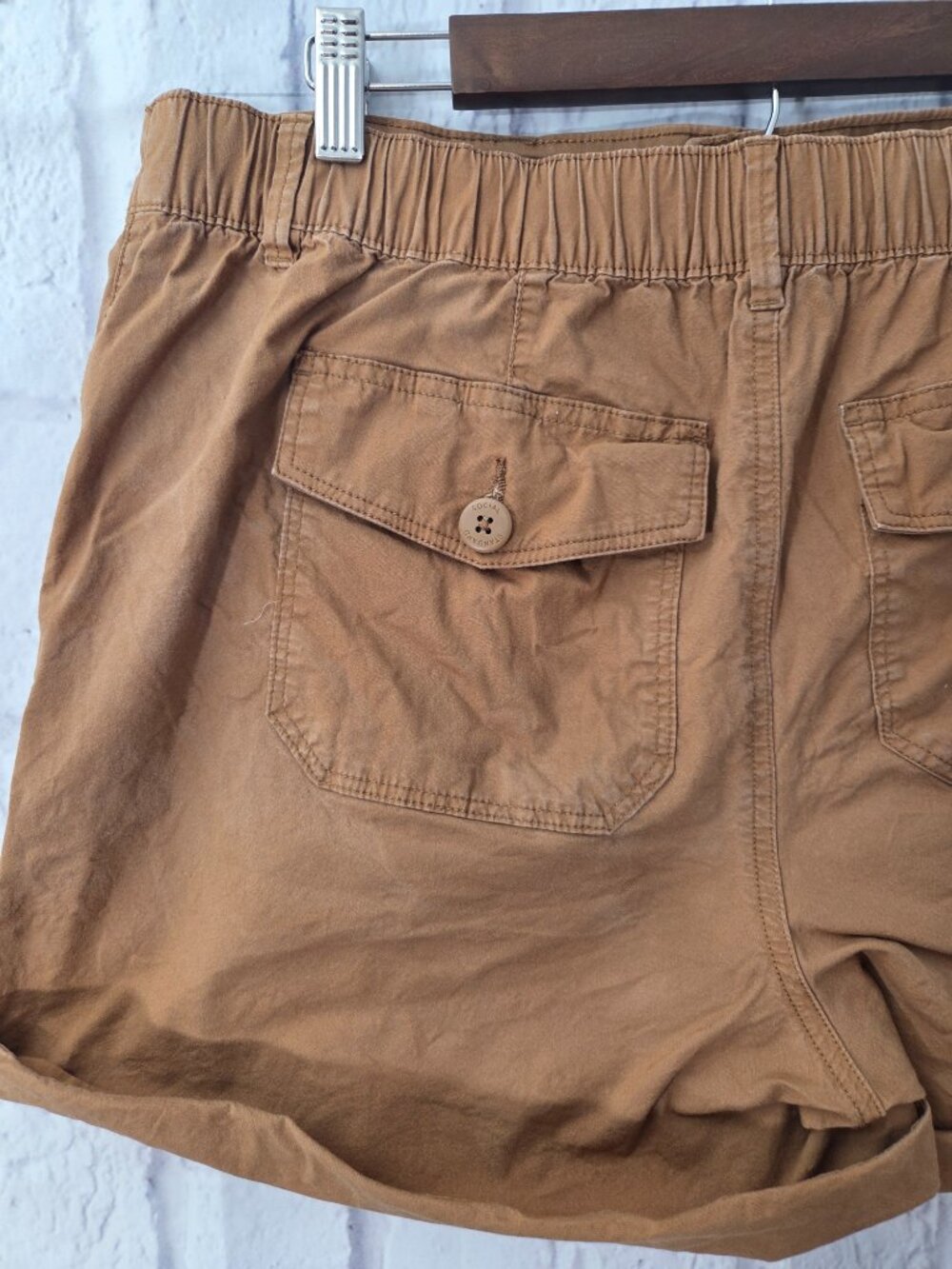Social Standard by Sanctuary XXL Dark Tan Button Cuff Casual Summer Shorts - Picture 5 of 8